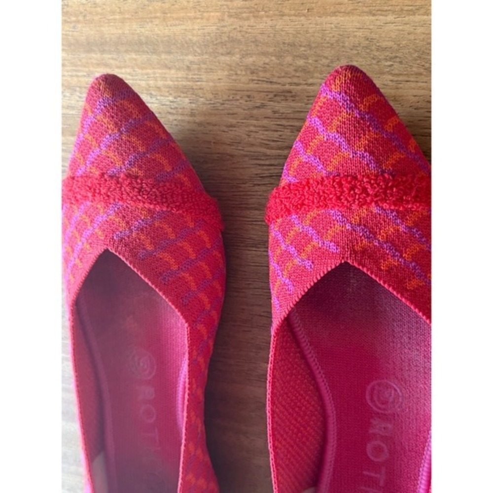 Rothy's The Point Flats Knit Geometric Red Orange Pink Women's Shoe Size 8 - Picture 6 of 6